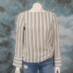 H&M White/Black Striped Blouse Size 0